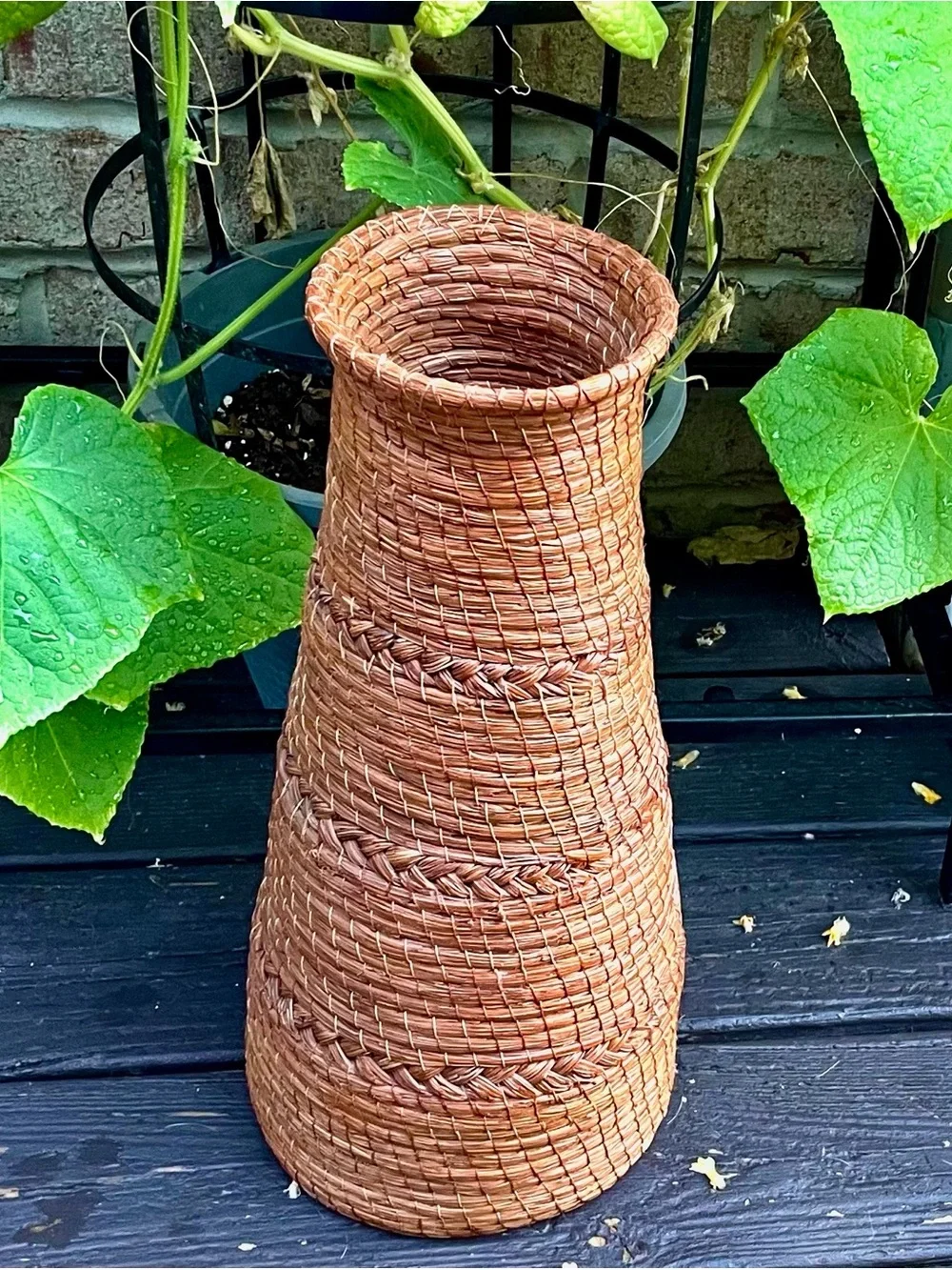 Cherokee Native American North Carolina Handwoven Pine Needle Primitive Basket
